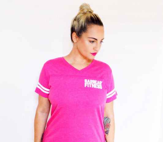 Garbear Fitness | Vintage Sports Text Shirt | Pink